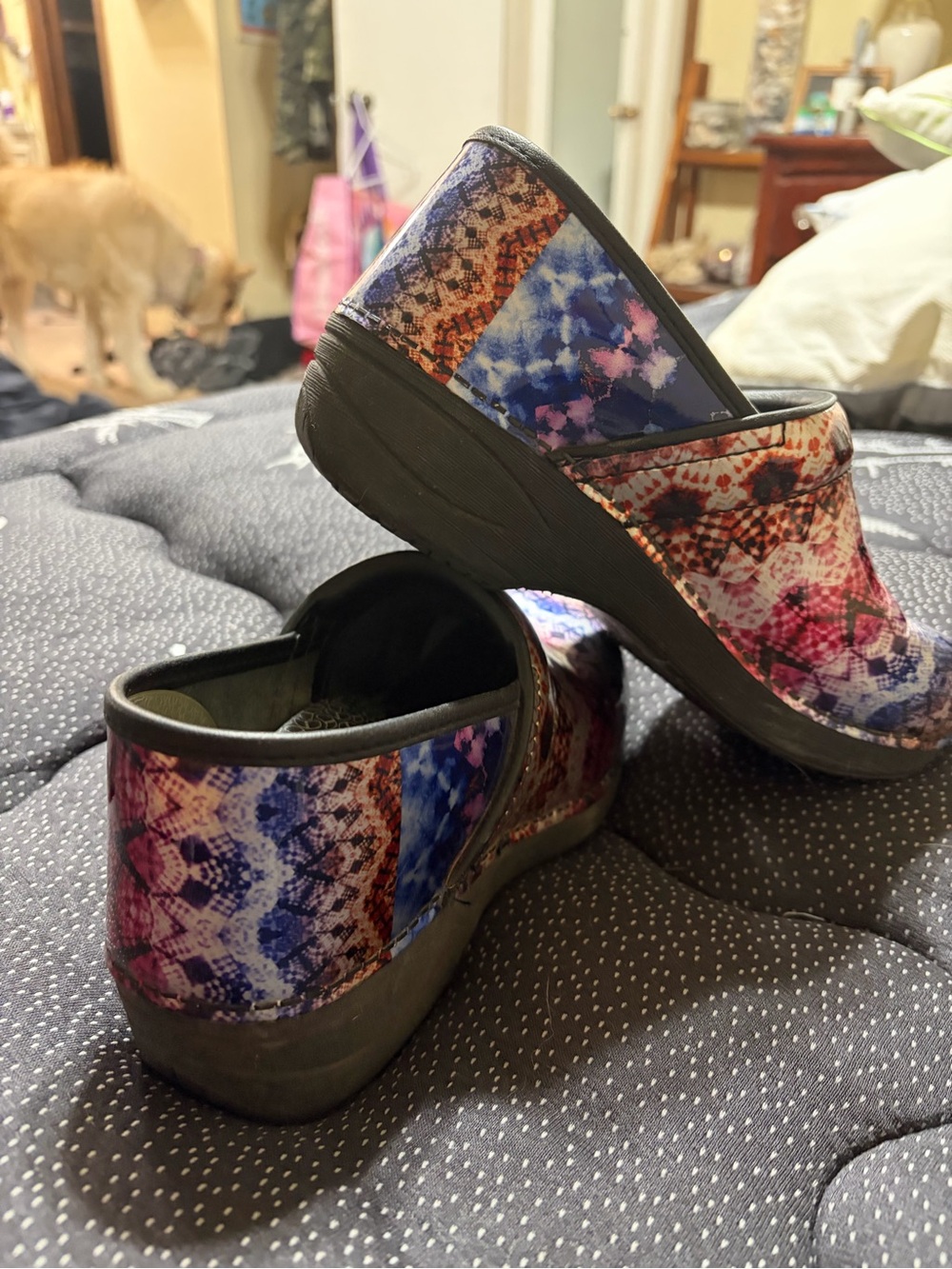 Dansko Multicolor Snake-Print Clogs - Pink, Blue, Purple